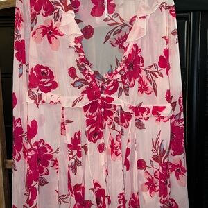 Free People Pink Floral Blouse